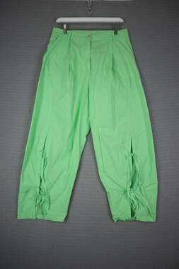 Henrik Vibskov Green Slit Hem Cotton Pants Size Small Designer Trousers